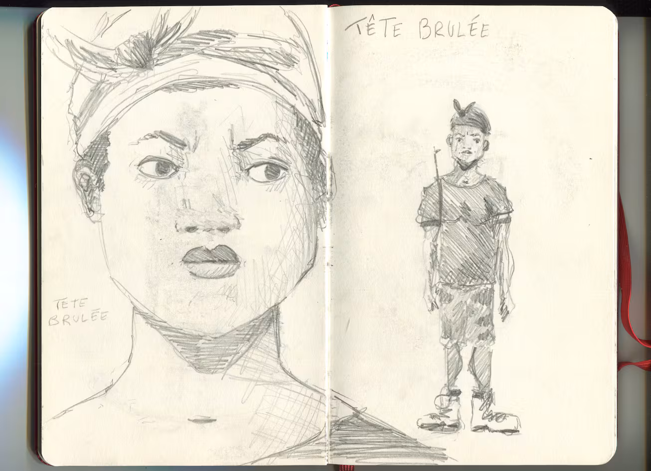 Croquis de l'enfant soldat surnommé Tête brûlée